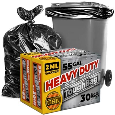 Contractor Trash Bags 55 Gallon Heavy Duty (30 COUNT)   2 Mil Contractor Garb...