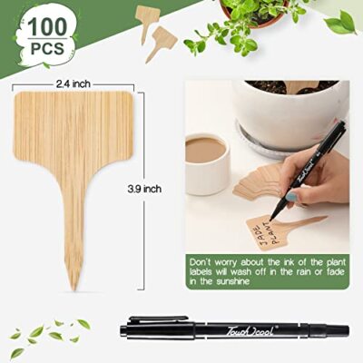 100 PCS Plant Labels, Waterproof Garden Signs, T-Type Plant Tags with Marker Pen
