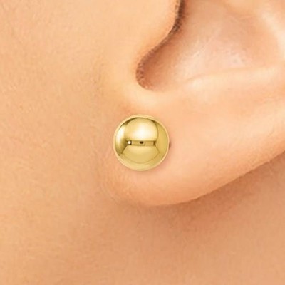 KABBALAH KING 14K YELLOW GOLD BALL DESIGN 7MM DIAMETER HALO STUD EARRINGS PUSH BACKS GIFT