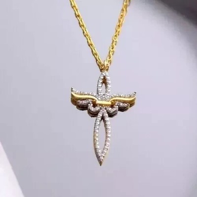 2Ct Round  Lab-Created Diamond Beauty Pendant 14k Yellow Gold Plated