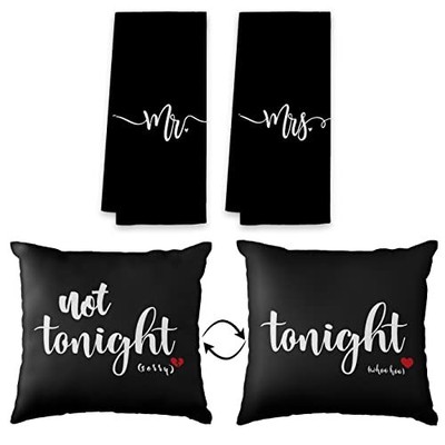 Mr. And Mrs. Bath Towels Set Hand Towels Set Of 2Tonight Not Tonight Reversib...