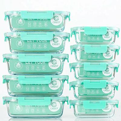 S Glass Food Storage Container With Lids 10-pack By C Crest
