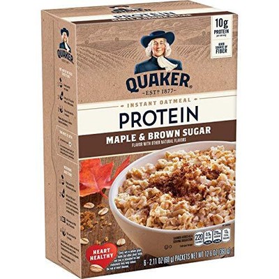 Quaker Instant Oatmeal Protein Maple Brown Sugar 10g Protein 12.6 oz - Pack of 6