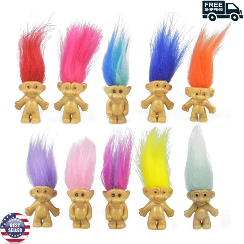 10PCS Mini Troll Dolls, PVC Vintage Trolls Lucky Doll Mini Action Figures 1.2