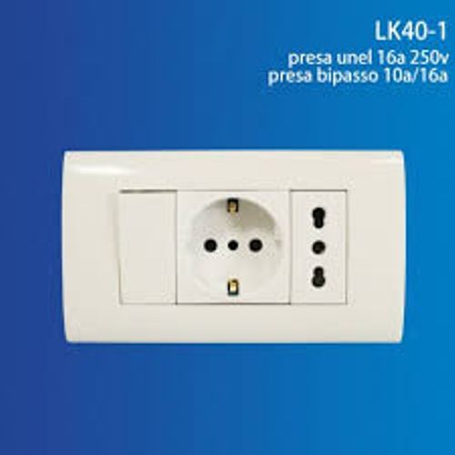 Placca 3 Posti Completa Presa Bipasso Shuko Interruttore Incasso 504 linq