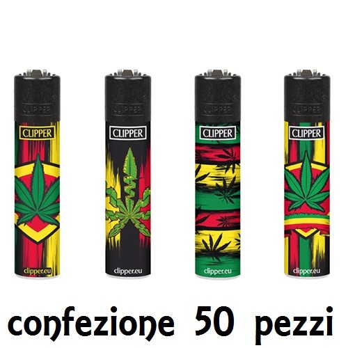 Confezione 50 Accendini Elettronici Ricaricabili Mini Clipper Foglie Maria linq