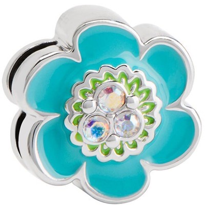 NEW Origami Owl TROLLS Aqua Flower Slider for wrap bracelet w/AB Crystals BS1007