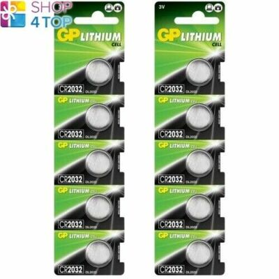 10 GP CR2032 LITHIUM CELL BATTERIES 3V COIN BUTTON DL2032 EXP 2029 5BL NEW