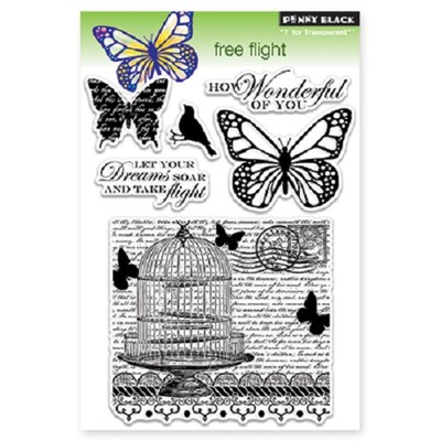PENNY BLACK RUBBER STAMPS CLEAR FREE FLIGHT BUTTERFLY NEW clear STAMP SET 
