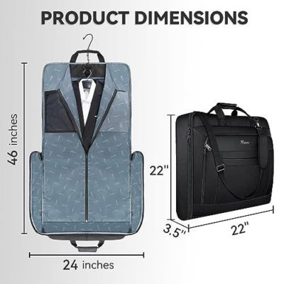 Garment Bags for Travel, Large Suit Travel Bag Men Women XX-Large, Black 