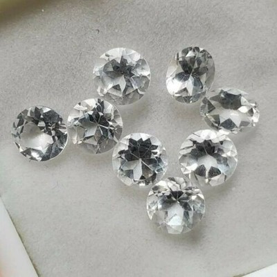 Lot of 8 White Topaz Cut Round Shape Clear Stones New 4 cts 4ish mm each