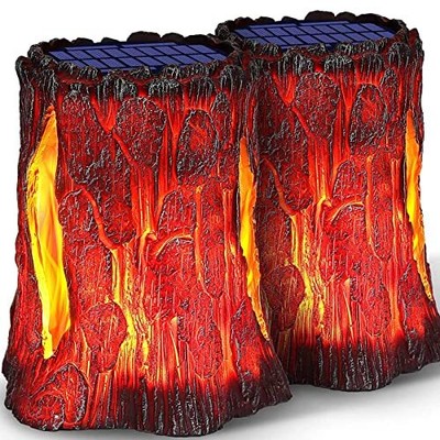 Outdoor Upgraded Larger Size Flickering Flame Solar Stum...