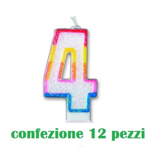 Set 12 Pezzi Candelina Candela Compleanno Numero 4 Happy Birthday Festa moc
