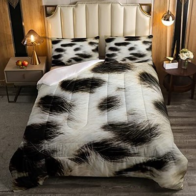 Queen Size Kids Cute Cow Print Down Comforter Western Cowb