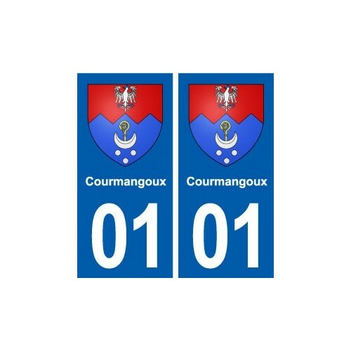 01  Courmangoux Blason Ville Autocollant Plaque Sticker - Angles : Droits