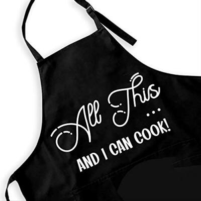 Funny BBQ Apron for Men Women,Best All This And I Can Cook Grilling Apron with 