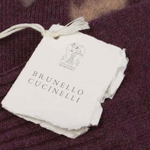 Pre-owned Brunello Cucinelli $4995  Men 100% Cashmere Graphic Turtleneck 50/ 40us A242 In Violet + Gray & Taupe Accents