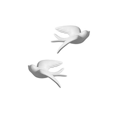 Pair Ceramic Birds Sparrows Swallows Dove White Wall Mounted Decor Hanging For B