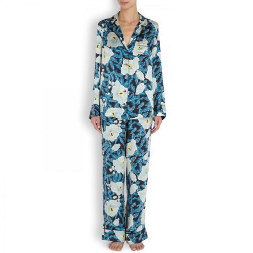 Pyjama En Soie Femme - Taille S - Bleu Motif Ours - Léger, Taille élastique - NEUF Avec étiquettes