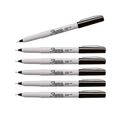 Permanent Marker, Ultra-Fine Point, Black Ink, 6 Pack