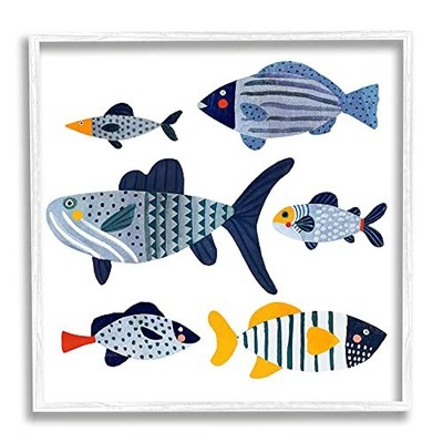Kid's Tropical Fish Collage Playful Blue Aquatic Animals, Design by Victoria ...
