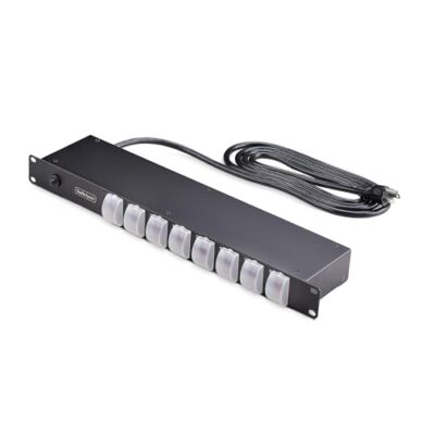 StarTech.com 8-Outlet Horizontal Rack Mount PDU, 1U Power Strip, Outlet On/Off