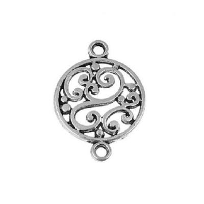 10 Antiqued Silver 20mm Cutout Filigree Focal Bead Link Connector Drop Findings