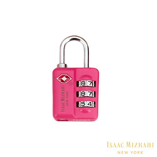 ISAAC MIZRAHI 5 PC TRAVEL SET luggage tags, scale, lock & pouch NIB pink