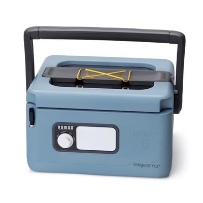 Presto 06017 8-Quart Nomad Traveling Slow Cooker Locking lid Porcelain Blue