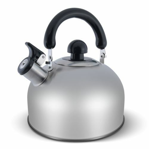 ELITRA Stainless Steel Whistling Kettle Tea Pot with Handle - 2.6 Qt/2.5L Satin