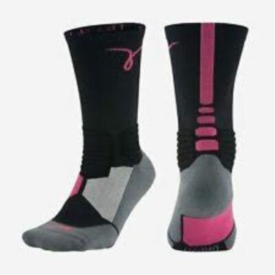 Nike Hyper elite Basketball Socks Black Pink  Small (sz 4-6) SX4967-067 Kay Yow 