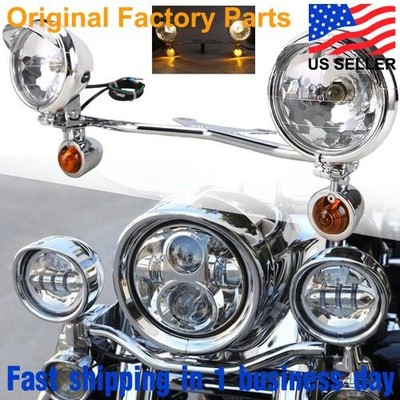 Motorcycle Driving Spot Fog Light Bar W/ Bracket Turn Signal For Harley Dyna.