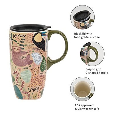 17oz Travel Mug Ceramic Coffee Cup With Lid and Gift Box Cup Holder Friendly ...