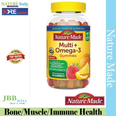 Nature Made Multivitamin Omega-3 Gummies Strawberry Lemon Orange 140