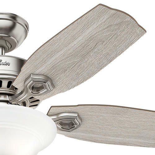 44" Small Room Brushed Nickel Indoor LED Ceiling Fan Cased White Glass Bowl Lamp