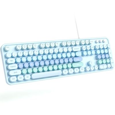 Large Print Keyboard USB Wired Computer Keyboard with Retro Keycaps Numeric K...