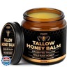 VIORY Tallow and Honey Balm for Face, Beef Tallow for Skin, Moisturizer with 100% Organic Grass-Fed Beef Tallow and Raw Wild Honey - Natural Formula for Dry and Sensitive Skin (Unscented)