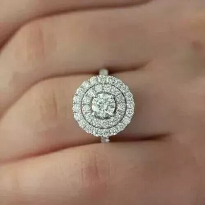 2Ct Round  Lab-Created Diamond Women's Trending Halo Ring 14K White Gold Plated