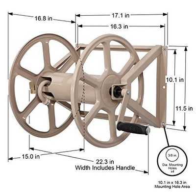 Liberty Garden 709 Steel Wall/Floor Mounted Holds 200-Feet of 5/8 Tan Hose Reel