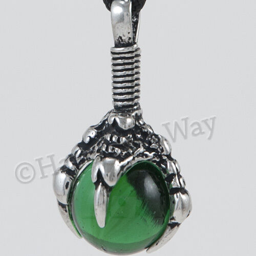 DRAGON CLAW ~ GREEN POWER Sphere Orb Pendant Necklace For prosperity & success