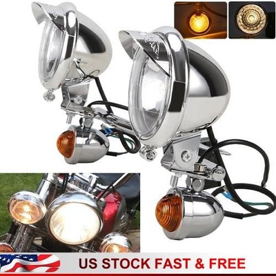 Motorcycle Driving Spot Fog Light Bar W/ Bracket Turn Signal For Harley FXDI USA
