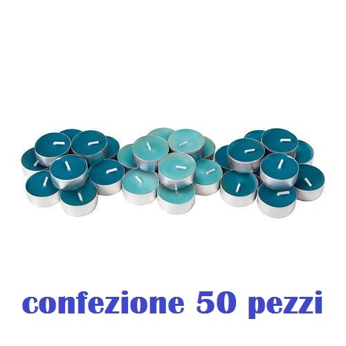 Set 50 Pezzi Candele Blu Profumate Fragranza Oceano Tealight Lumini moc