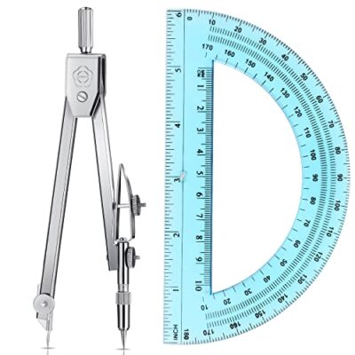 Student Protractor and Compass Set, Student Geometry Math Set, Classic Blue