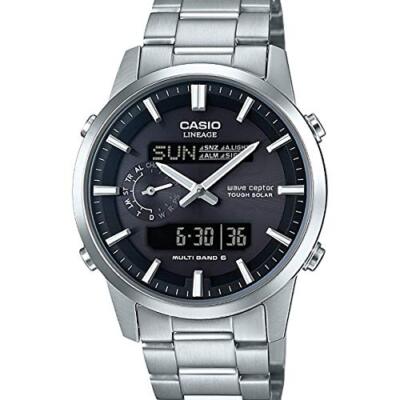 Pre-owned Casio Lineage Lcw-m600d-1bjf Black Dial Solar Atomic Radio Silver Men Watch