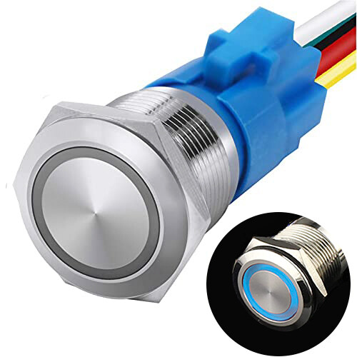 19mm Waterproof LATCH ON/OFF Stainless Steel Push Button Switch 12V LED