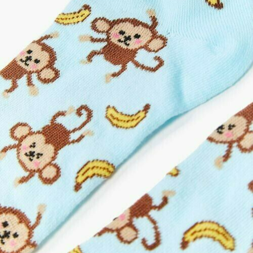 - Monkey And Banana - Blue - Novelty Cute Print Animal - New