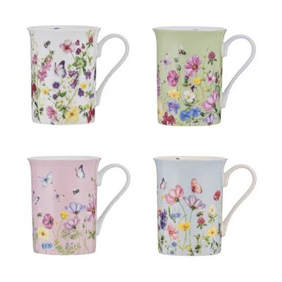 Ashdene Floral Garden Soiree Fine China Coffee Tea Mugs Set of 4 Home Kitchen