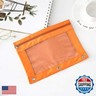 Zippered Pen Pencil Binder Pouch 3 Rings with Clear Window for School Classroom Organizers 8 Pcs (Orange)