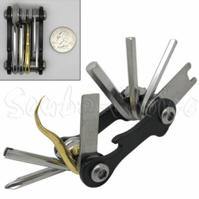 Scuba Diving 2.5'' Black Mini Compact Multi Dive Tool 8 in 1 Wrench Screwdriver