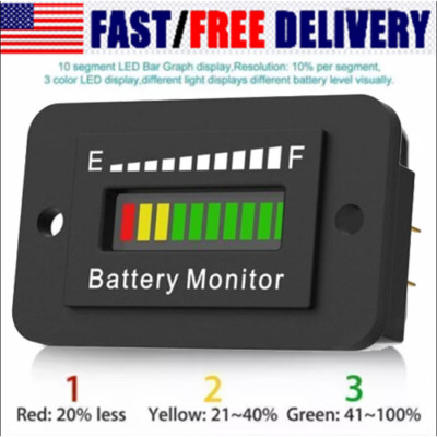 12/24/36/48/72V Black Battery Level Indicator for Caravan EV Golf Cart Meters